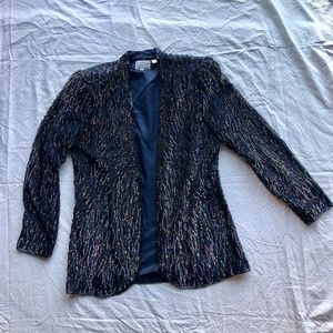 Stenay Silk Sequin Jacket - Navy